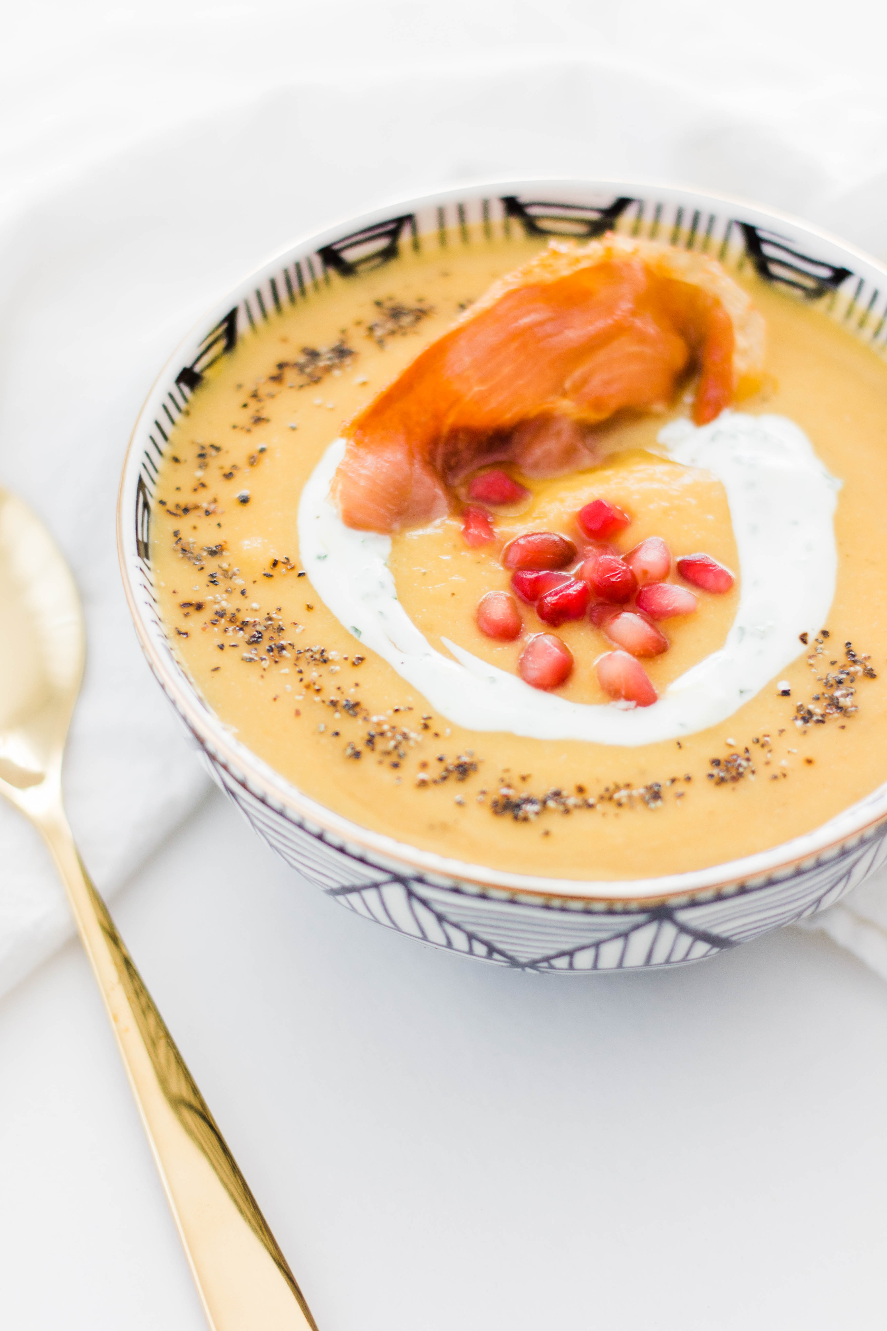 Roasted Butternut Squash and Cauliflower Soup