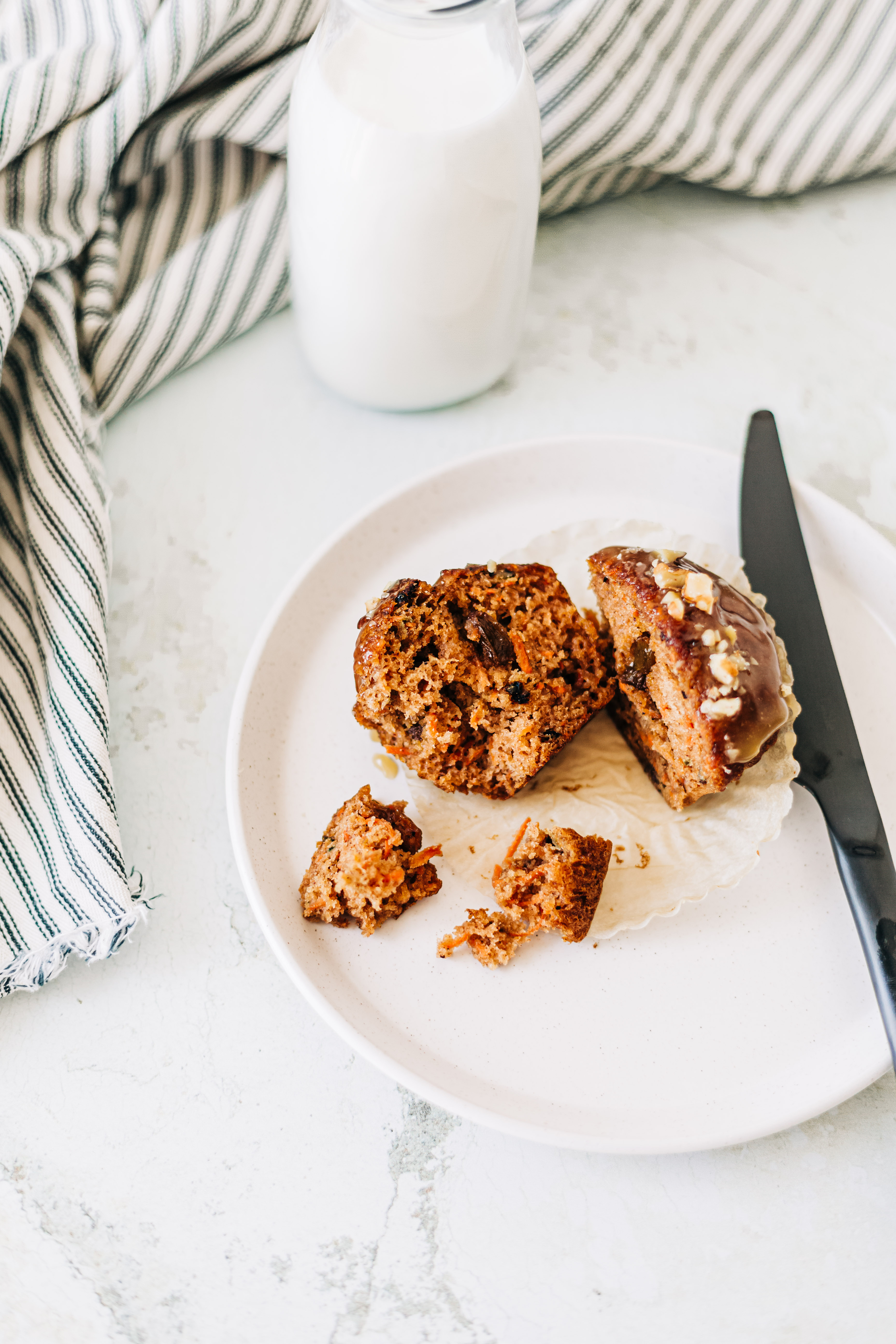 Carrot Cake Muffins with Salted Tahini Caramel
